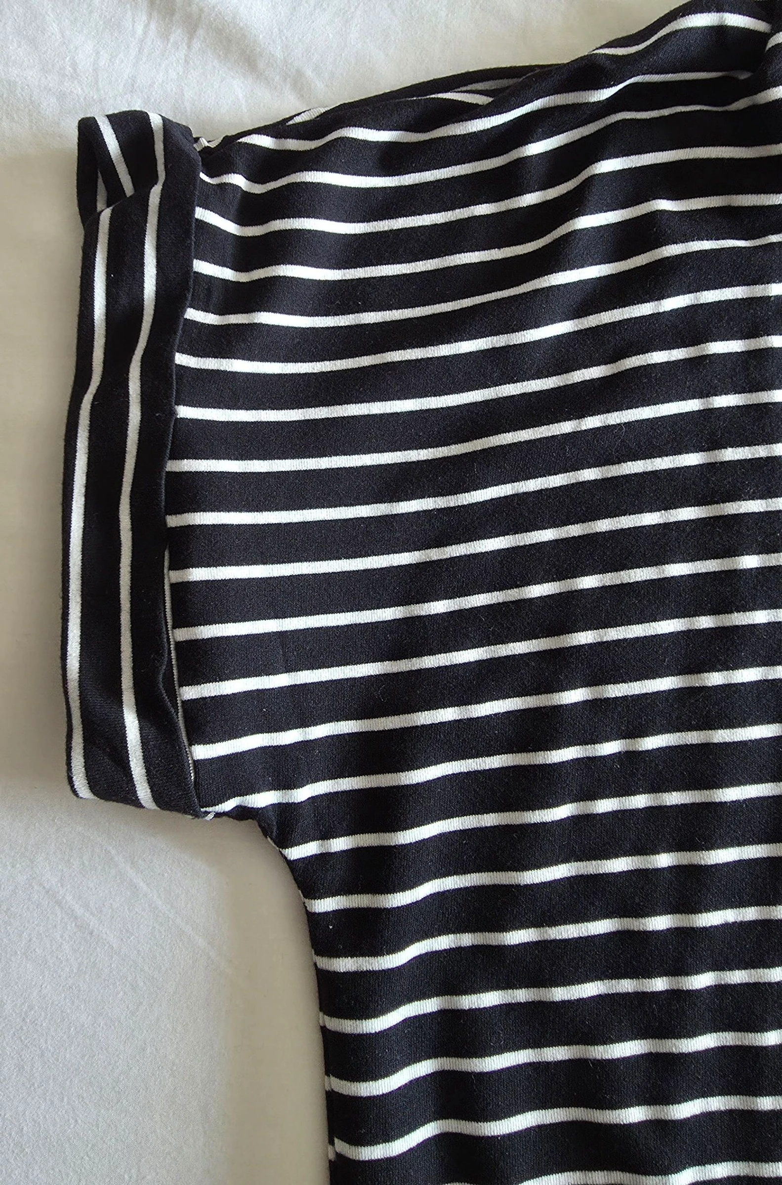 Vestido marinero negro y blanco L 40 vestido corto fluido a rayas – photo 5
